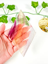 Load image into Gallery viewer, Rainbow Fluorite Diamond on Stand (48D)