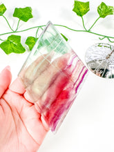 Load image into Gallery viewer, Rainbow Fluorite Diamond on Stand (47K)