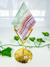 Load image into Gallery viewer, Rainbow Fluorite Diamond on Stand (42E)