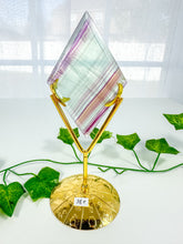 Load image into Gallery viewer, Rainbow Fluorite Diamond on Stand (38T)