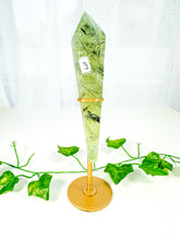 Load image into Gallery viewer, Prehnite Wand on Stand (62P)