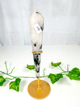 Load image into Gallery viewer, Tourmalinated Quartz Wand on Stand (66t)