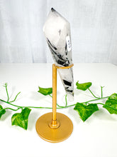 Load image into Gallery viewer, Tourmalinated Quartz Wand on Stand (55t)