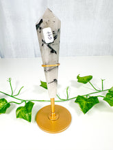 Load image into Gallery viewer, Tourmalinated Quartz Wand on Stand (54t)