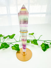 Load image into Gallery viewer, Candy Rainbow Fluorite Wand on Stand (54F)