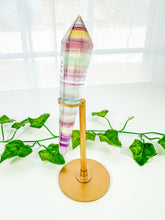 Load image into Gallery viewer, Candy Rainbow Fluorite Wand on Stand (54F)