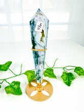 Load image into Gallery viewer, Moss Agate Wand on Stand (48M)