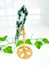Load image into Gallery viewer, Moss Agate Wand on Stand (46M)