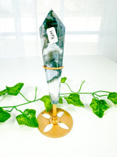 Load image into Gallery viewer, Moss Agate Wand on Stand (42M)