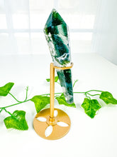 Load image into Gallery viewer, Moss Agate Wand on Stand (42o)
