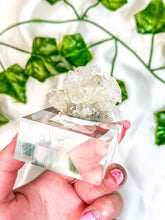 Load image into Gallery viewer, Apophyllite Cluster & Peach Stilbite Mineral Specimen on Display (38A)