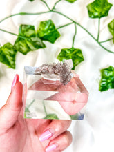 Load image into Gallery viewer, Peach Stilbite on Druzy Red Heulandite Mineral Specimen on Display (30C)