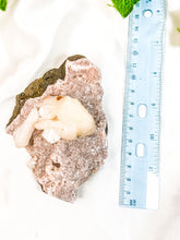 Load image into Gallery viewer, Peach Stilbite on Druzy Red Heulandite Mineral Specimen (Q)