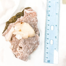 Load image into Gallery viewer, Peach Stilbite on Druzy Red Heulandite Mineral Specimen (Q)