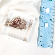 Load image into Gallery viewer, Peach Stilbite on Druzy Red Heulandite Mineral Specimen on Display (30C)