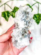 Load image into Gallery viewer, Clear Apophyllite Cluster on Blue Chalcedony Specimen #3