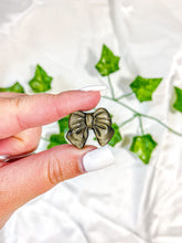 Load image into Gallery viewer, Mini Gold/Silver Sheen Obsidian Bowtie