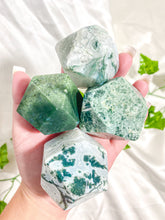 Load image into Gallery viewer, Moss Agate Polyhedrons Gusher