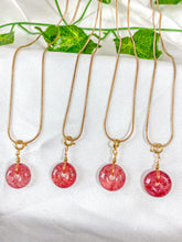 Load image into Gallery viewer, Strawberry Quartz Donut Pendant Necklace