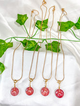 Load image into Gallery viewer, Strawberry Quartz Donut Pendant Necklace