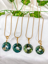 Load image into Gallery viewer, Moss Agate Donut Pendant Necklace