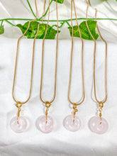 Load image into Gallery viewer, Rose Quartz Donut Pendant Necklace