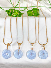 Load image into Gallery viewer, Blue Lace Agate Donut Pendant Necklace