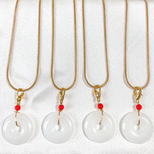 Load image into Gallery viewer, White Jade Donut Pendant Necklace