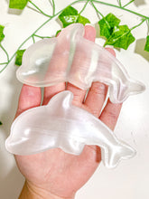 Load image into Gallery viewer, Satin Spar Selenite Dolphin Bowl