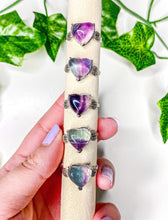 Load image into Gallery viewer, Fluorite Heart Ring (adjustable)