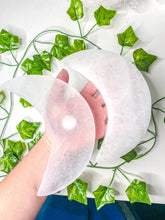 Load image into Gallery viewer, Satin Spar Selenite Moon Charging Plate (XL)