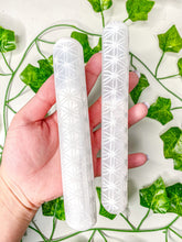 Load image into Gallery viewer, Satin Spar Selenite Flower of Life Wand