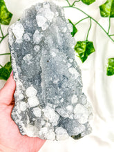 Load image into Gallery viewer, Clear Apophyllite on Blue Chalcedony Specimen #1 (AA)