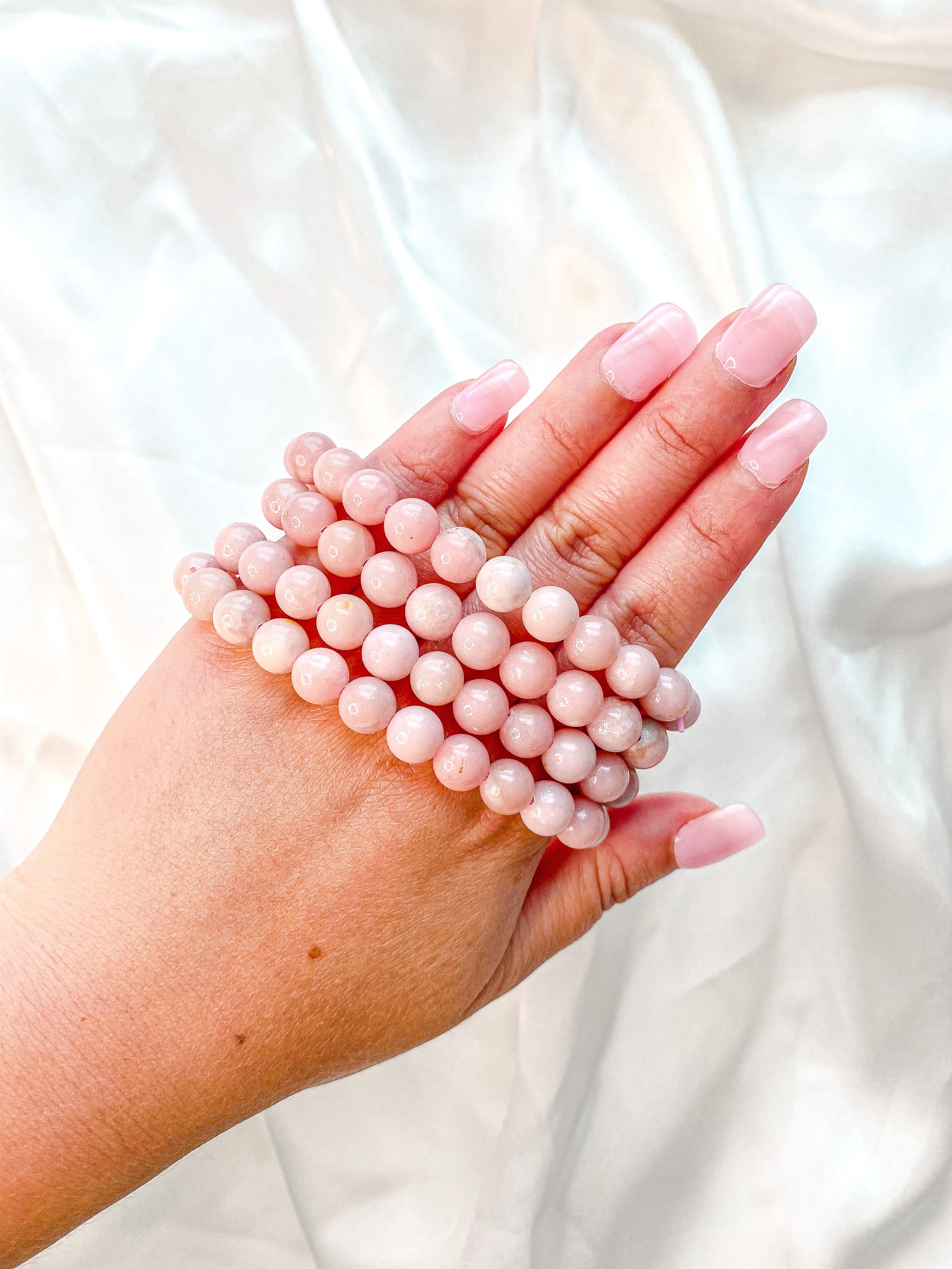 [HARANG]★BTS 着用★ HR 47B_Round Cut Pink Calcite Bracelet Pink Calcite Bracelet – koraandky