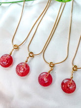 Load image into Gallery viewer, Strawberry Quartz Donut Pendant Necklace