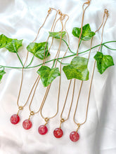 Load image into Gallery viewer, Strawberry Quartz Donut Pendant Necklace