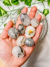 Load image into Gallery viewer, Black Tourmalinated Quartz Tumbled Stones
