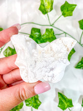 Load image into Gallery viewer, White Druzy Snow Plum Agate Butterfly