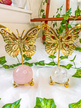 Load image into Gallery viewer, Gold Butterfly Crystal Sphere Stand