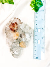 Load image into Gallery viewer, Clear Apophyllite Cluster on Blue Chalcedony with Pink Stilbite &amp; Red Heulandite Mineral Specimen (F)
