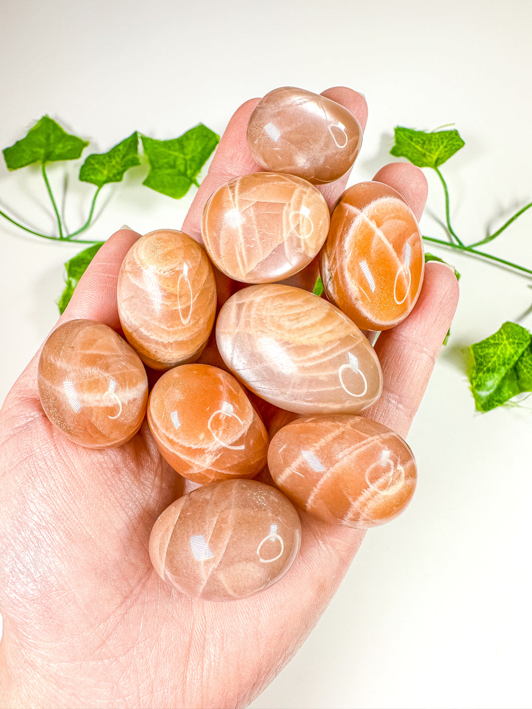 Silky Peach Moonstone Tumbled Stones