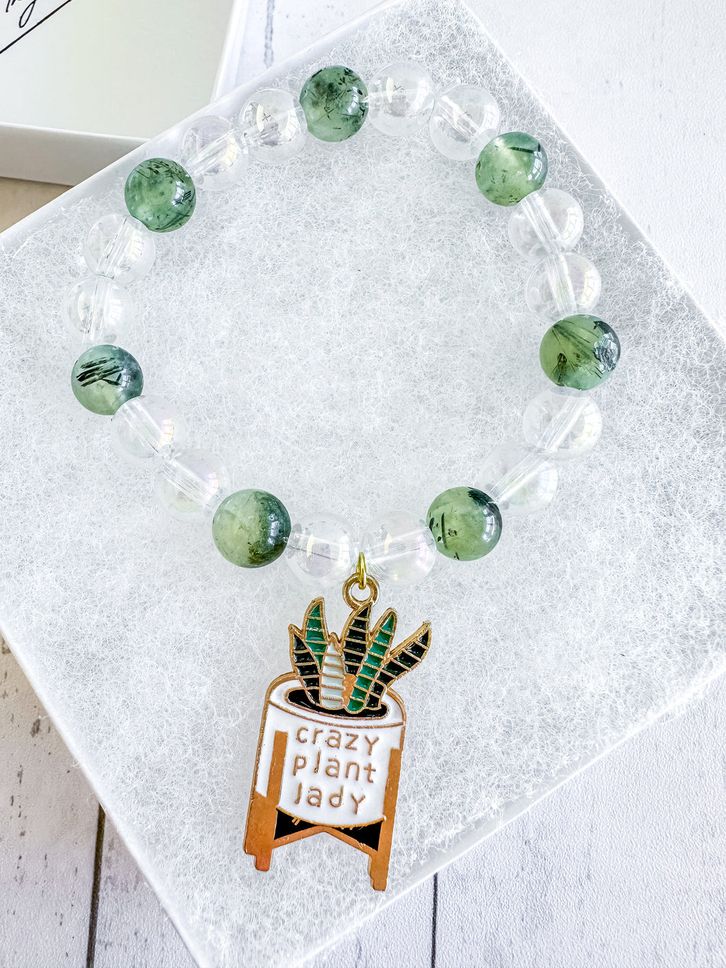 Prehnite & Aura Clear Quartz Custom Bracelet (XS33O) XSmall