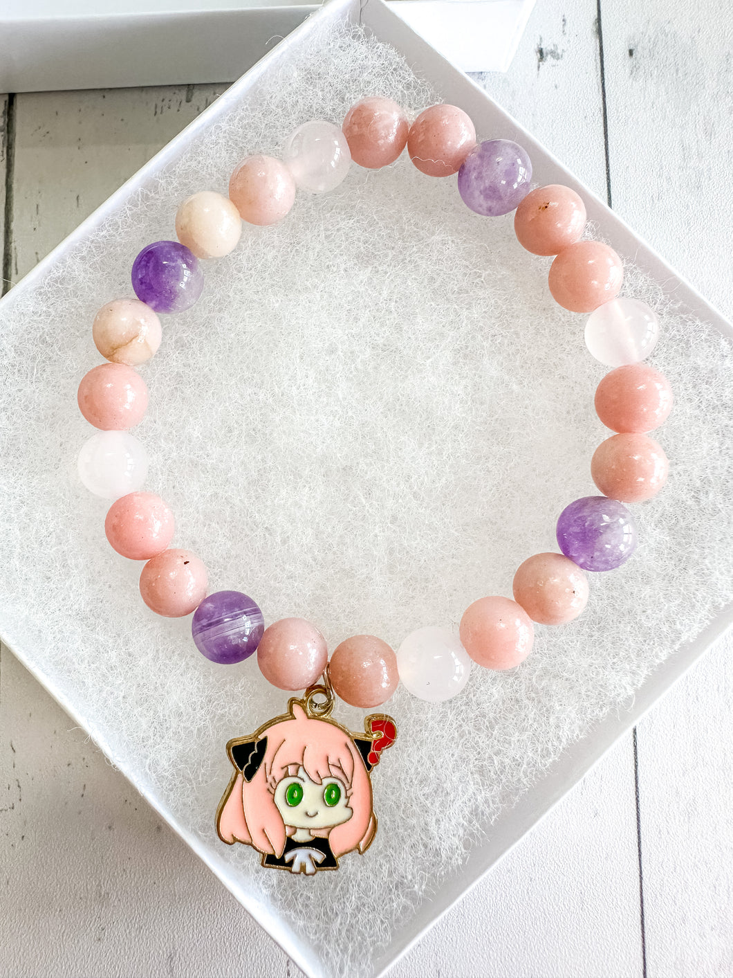 Pink Opal & Morganite & Amethyst Custom Bracelet (S36U) Small