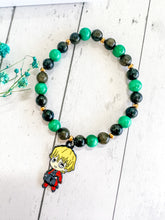 Load image into Gallery viewer, Malachite &amp; Silver Sheen Obsidian Custom Bracelet (M36A) Medium
