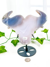 Load image into Gallery viewer, Druzy Amethyst Agate Bull on Stand (55A)
