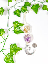 Load image into Gallery viewer, Citrine + Amethyst Moon Charm
