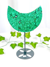 Load image into Gallery viewer, Malachite Moon on Stand (112M)
