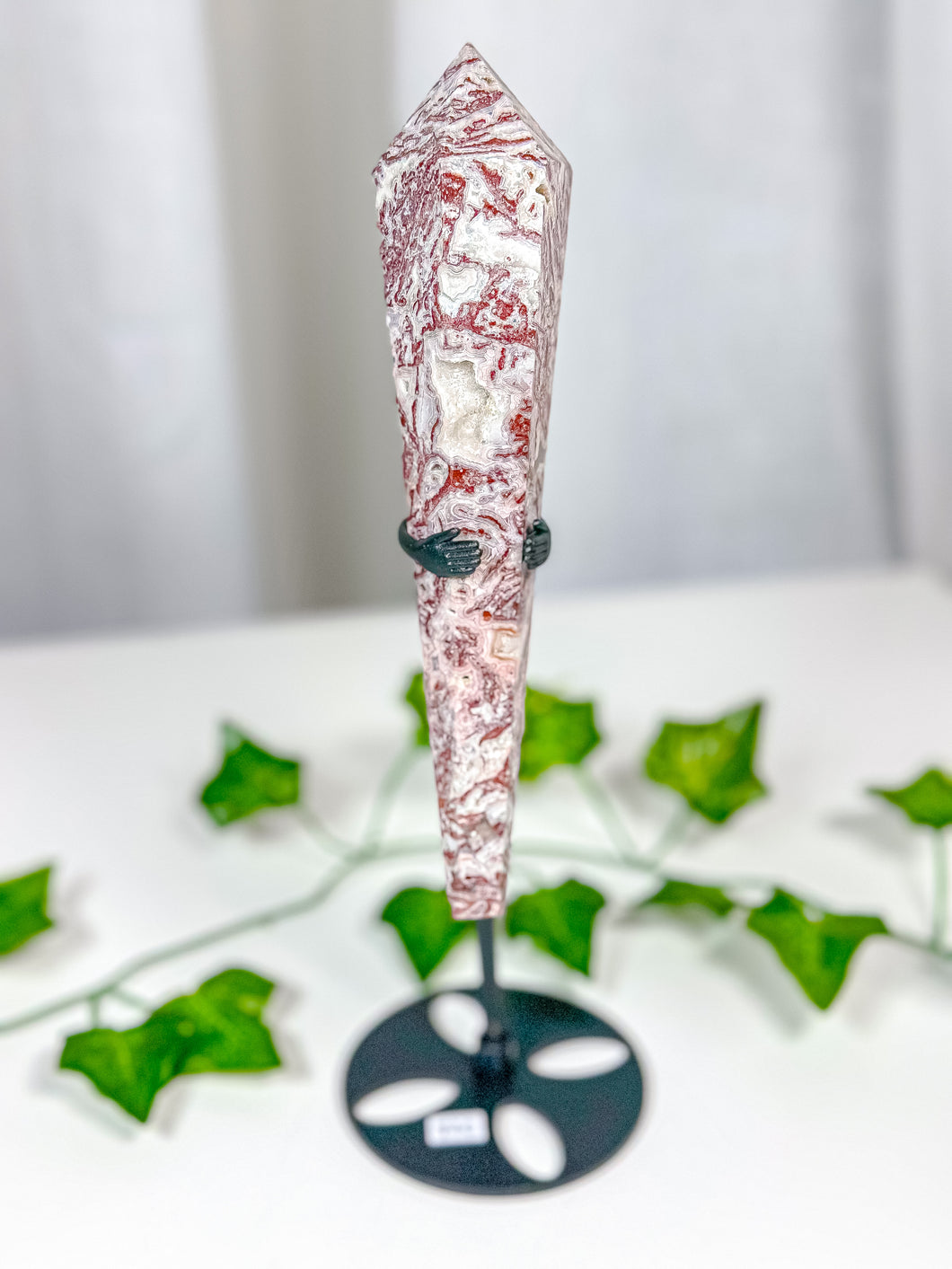 Crazy Lace Agate Wand on Stand (82C)