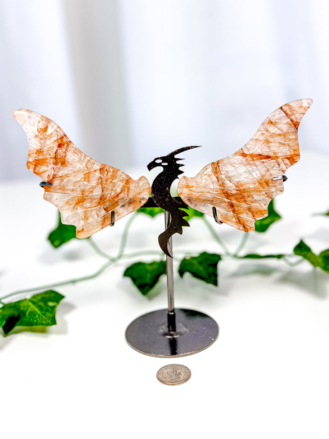 Fire Quartz Dragon Wings on Stand (40D)