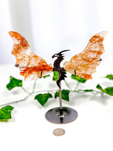 Load image into Gallery viewer, Fire Quartz Dragon Wings on Stand (40M)
